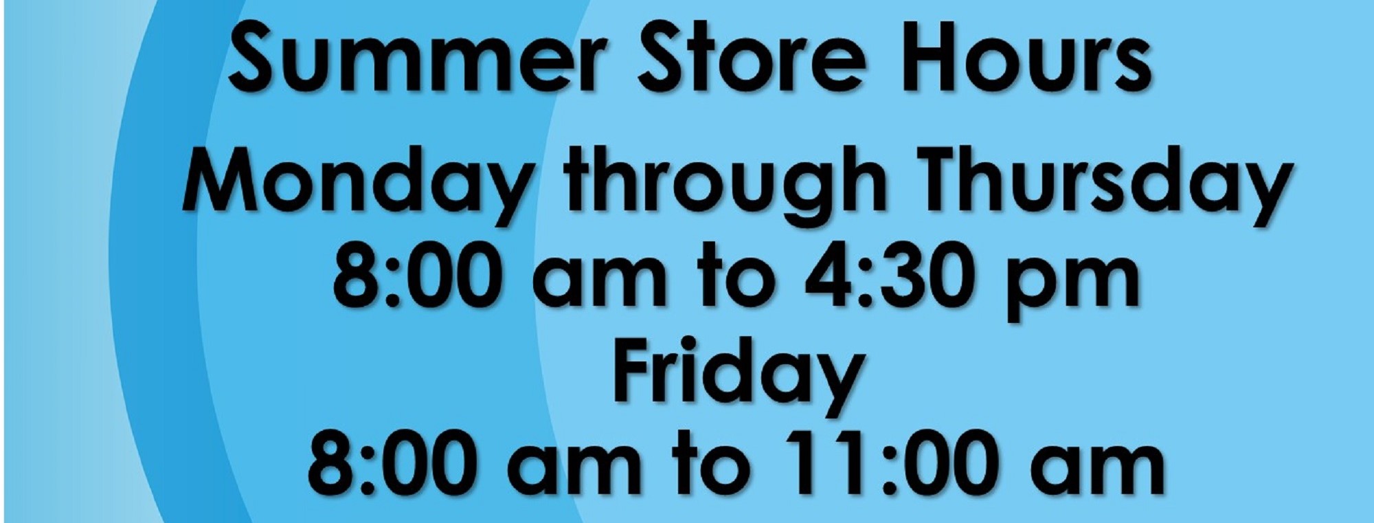 text: Coon Rapids Store Hours. Monday through Thursday 9 a m to 4 p m. Friday 9 a m to 3 p m